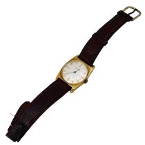 BULOVA WATCH CO., A VINTAGE 18CT GOLD LADIES’ WRISTWATCH Silvered dial with gold baton hour marks,