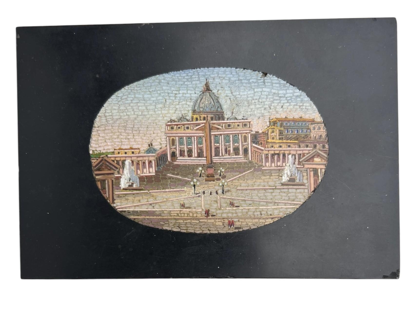 A 19TH CENTURY ITALIAN GRAND TOUR MICRO MOSAIC PAPERWEIGHT St. Peter's Basilica and Square set - Image 3 of 3
