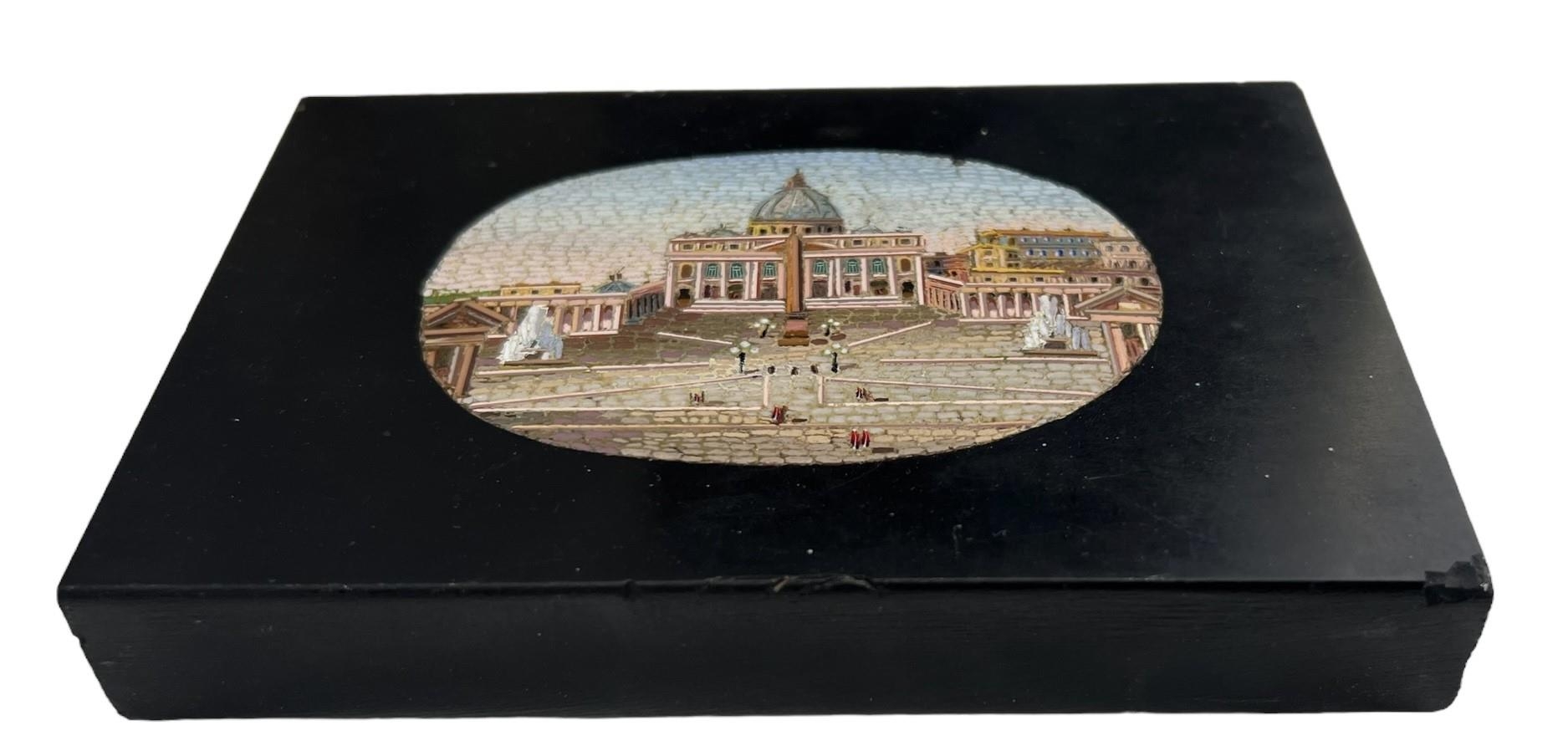 A 19TH CENTURY ITALIAN GRAND TOUR MICRO MOSAIC PAPERWEIGHT St. Peter's Basilica and Square set - Image 2 of 3