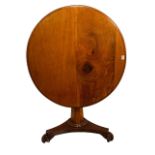 A SMALL 19TH CENTURY MAHOGANY TILT TOP BREAKFAST TABLE The circular supported on a tapering