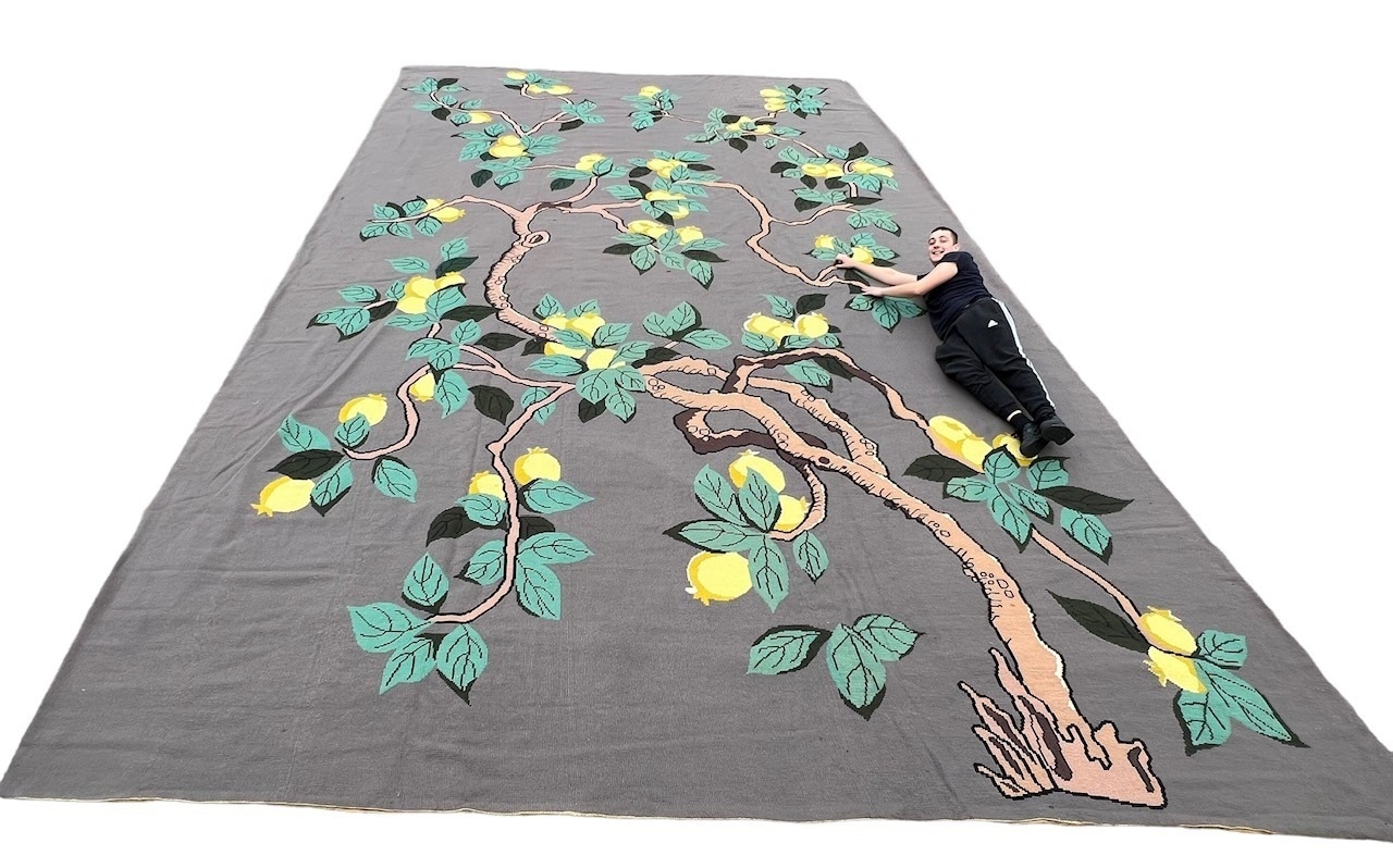 A MASSIVE NEEDLEWORK LEMON TREE (1950-60) ALL WOOL CANVAS CARPET/RUG. (790 x 470cm) Along with - Image 3 of 23