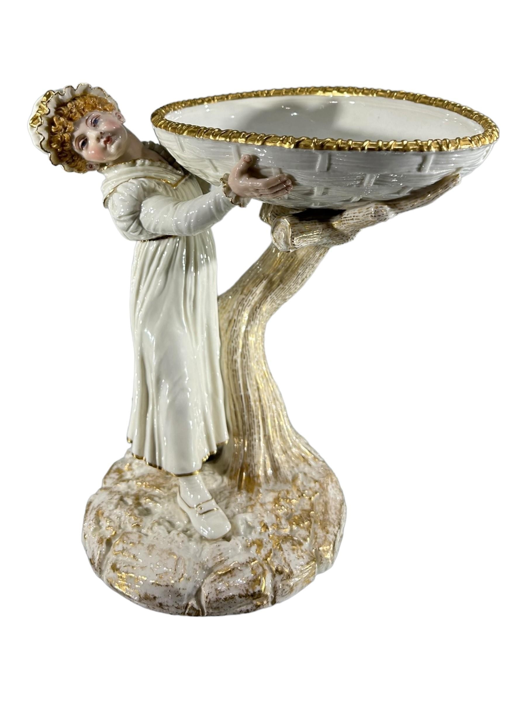 ROYAL WORCESTER, JAMES HADLEY, 19TH CENTURY PORCELAIN FIGURE OF A GIRL, AFTER KATE GREENAWAY, - Image 2 of 7