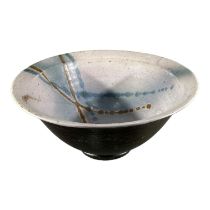 A LARGE 20TH CENTURY STUDIO POTTERY BOWL Decorated interior, salt glazed exterior, unmarked. (h