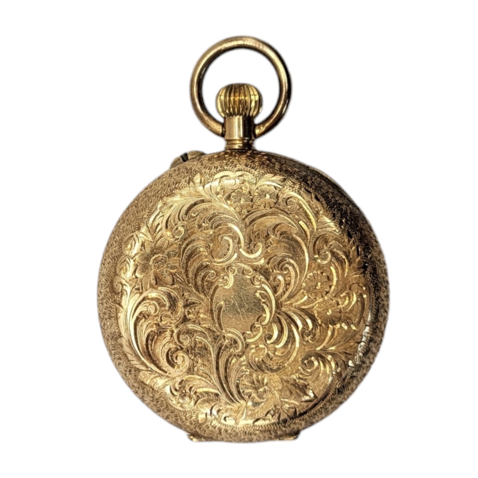 A VICTORIAN 14CT GOLD LADIES’ POCKET WATCH Having engraved gold tone dial ,engraved case and screw - Image 3 of 4