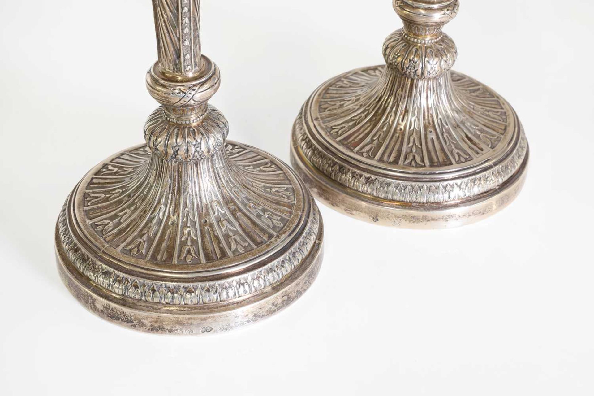 A pair of German cast silver candlesticks, - Image 6 of 7