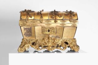 A gilt-glass and metal-mounted table casket,