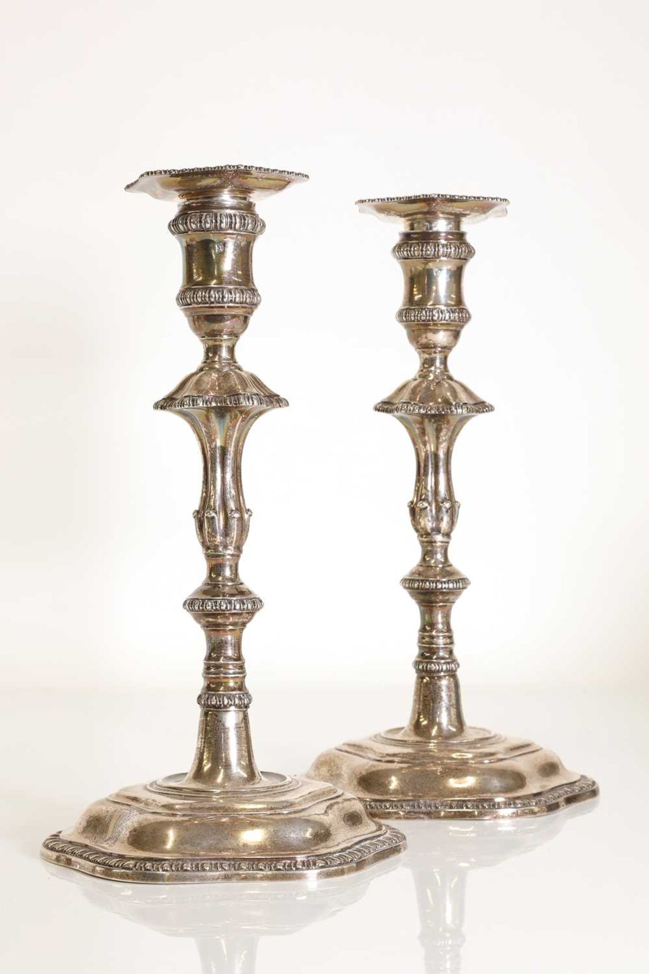 A pair of George III silver candlesticks, - Image 3 of 28