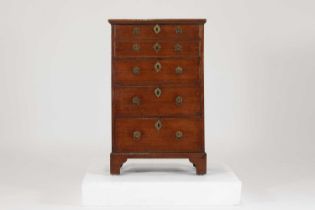 A George I walnut 'bonnet' chest,