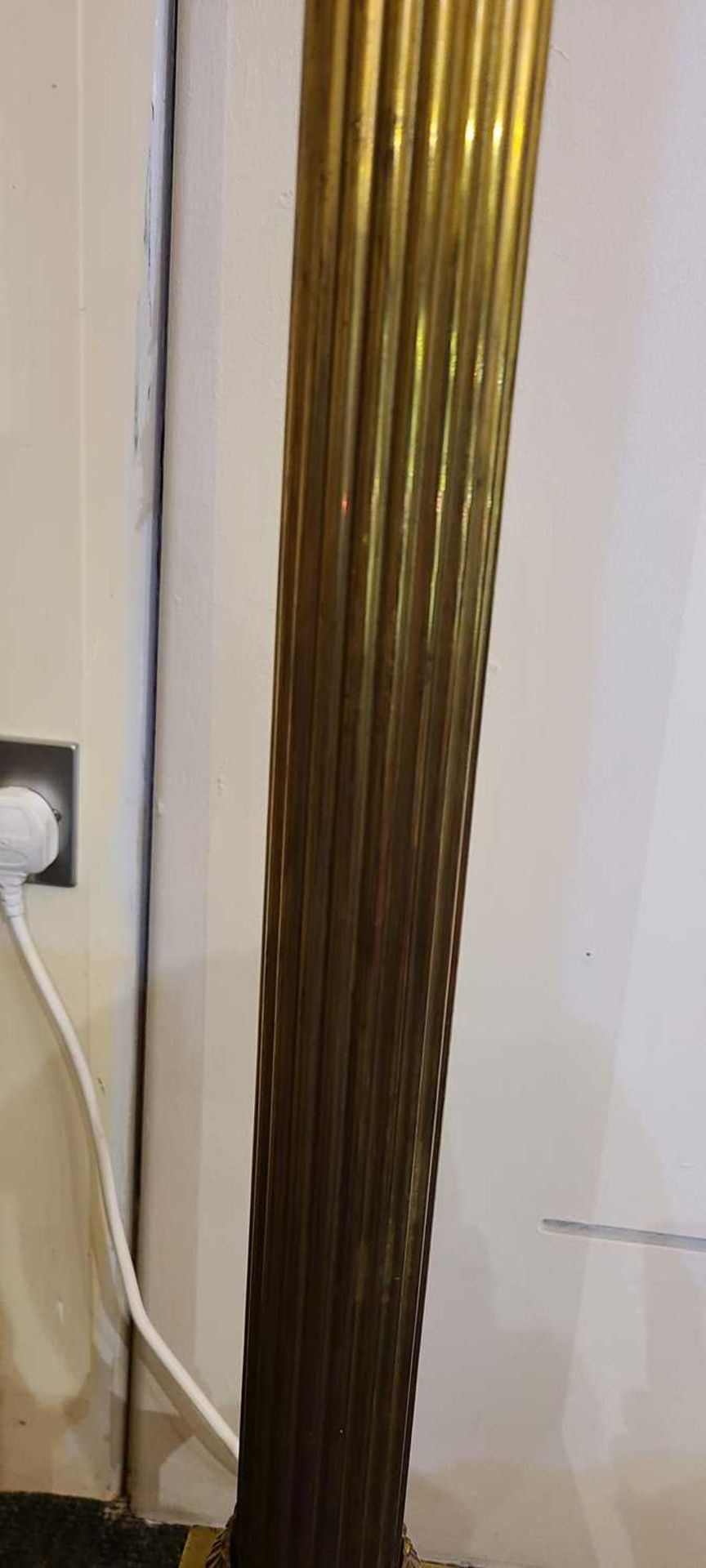 A near pair of telescopic brass column floor lamps, - Image 21 of 24