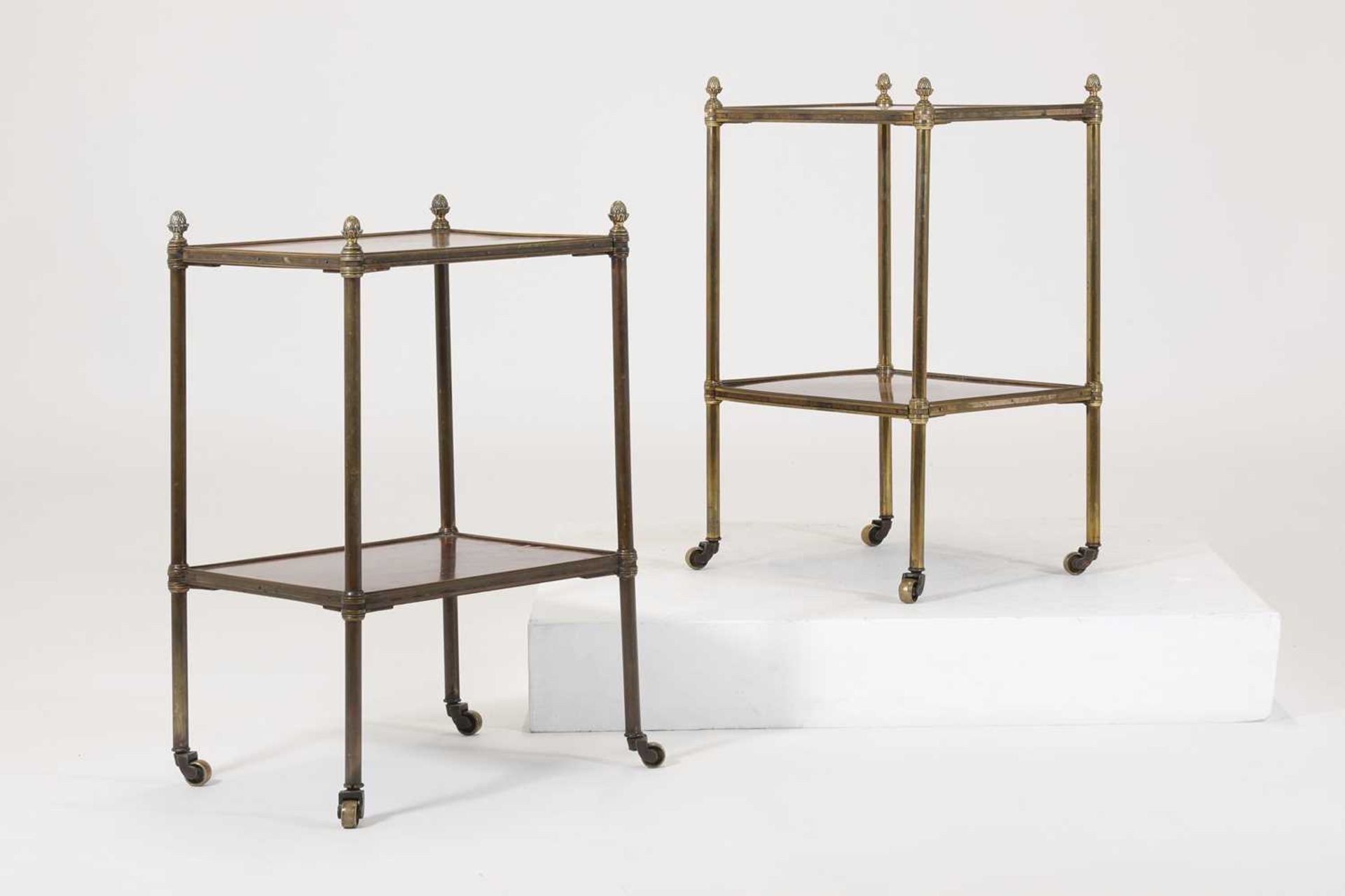 A pair of Regency-style mahogany and brass étagères, - Image 11 of 19