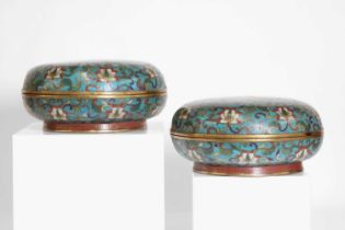 A pair of cloisonné boxes and covers,