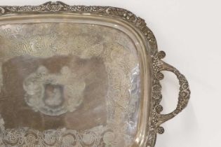 A George IV twin-handled silver tray,