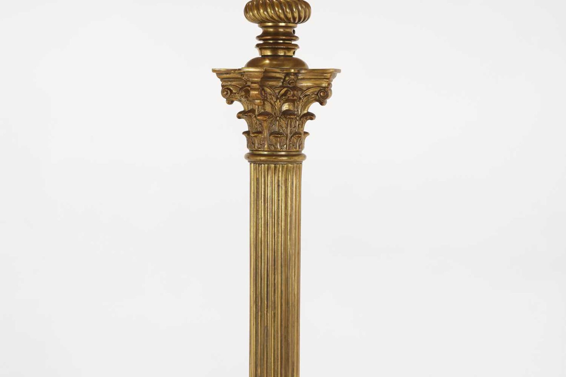 A near pair of telescopic brass column floor lamps, - Image 3 of 24