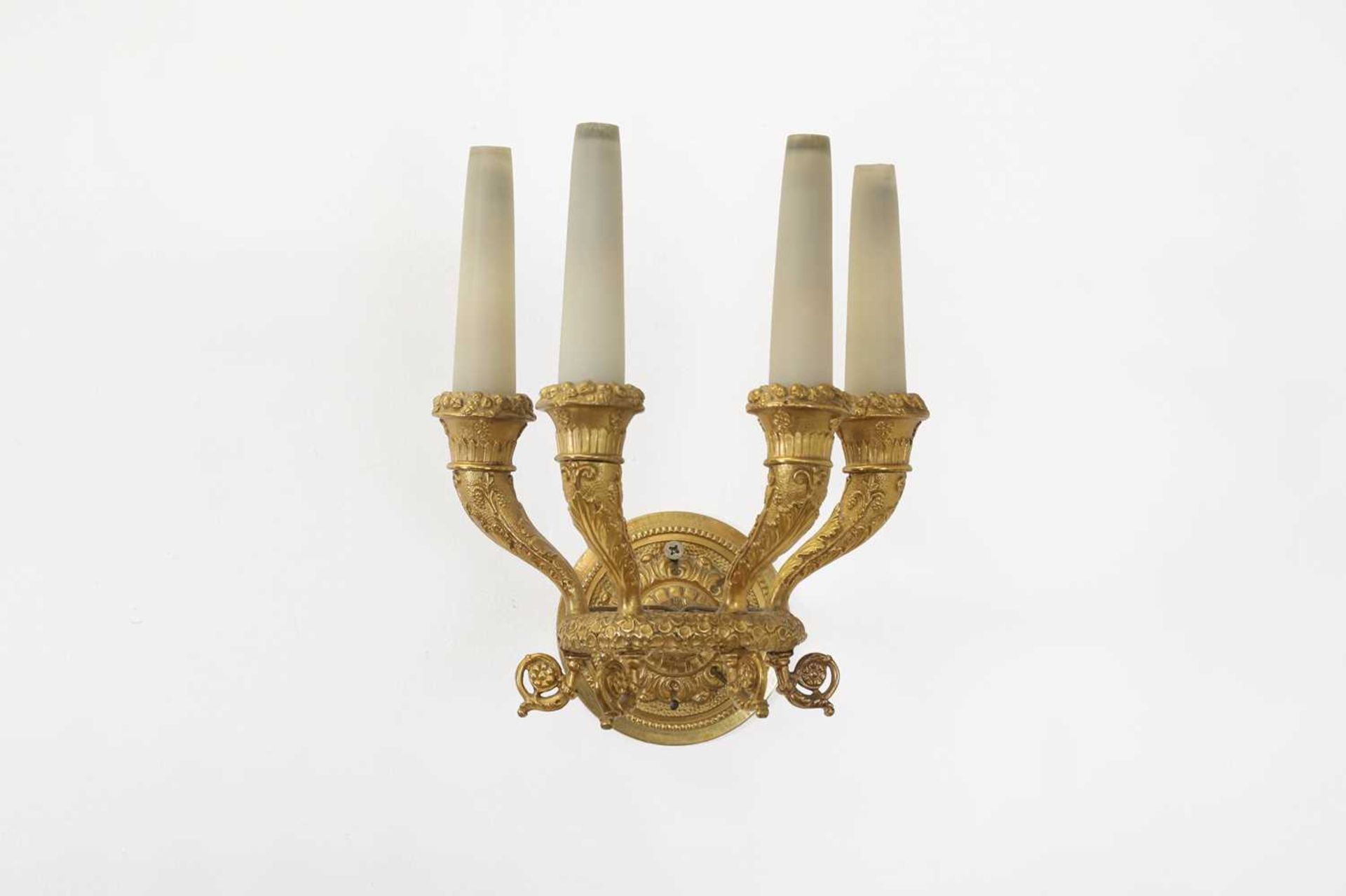 A pair of Directoire ormolu four-light wall appliqués, - Image 2 of 12