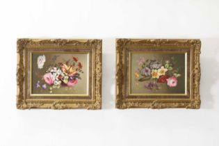 A pair of painted porcelain plaques,