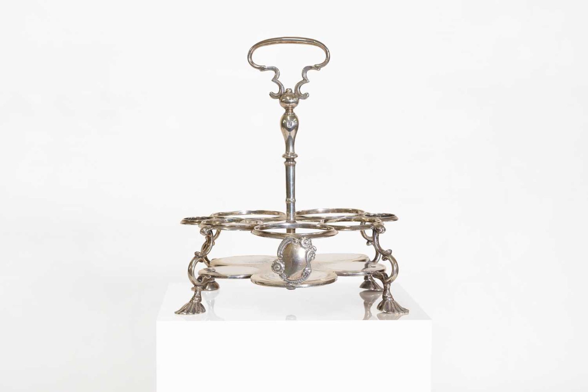 A George II silver and cut-glass cruet set, - Image 3 of 7