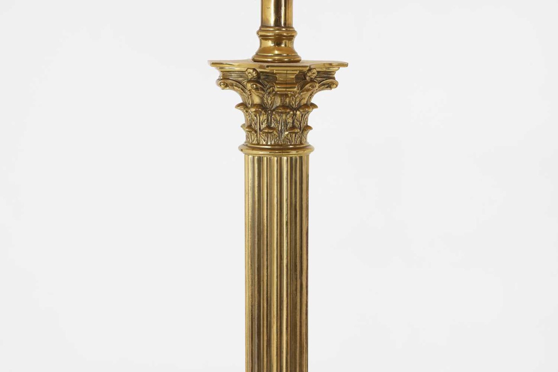 A near pair of telescopic brass column floor lamps, - Image 4 of 24