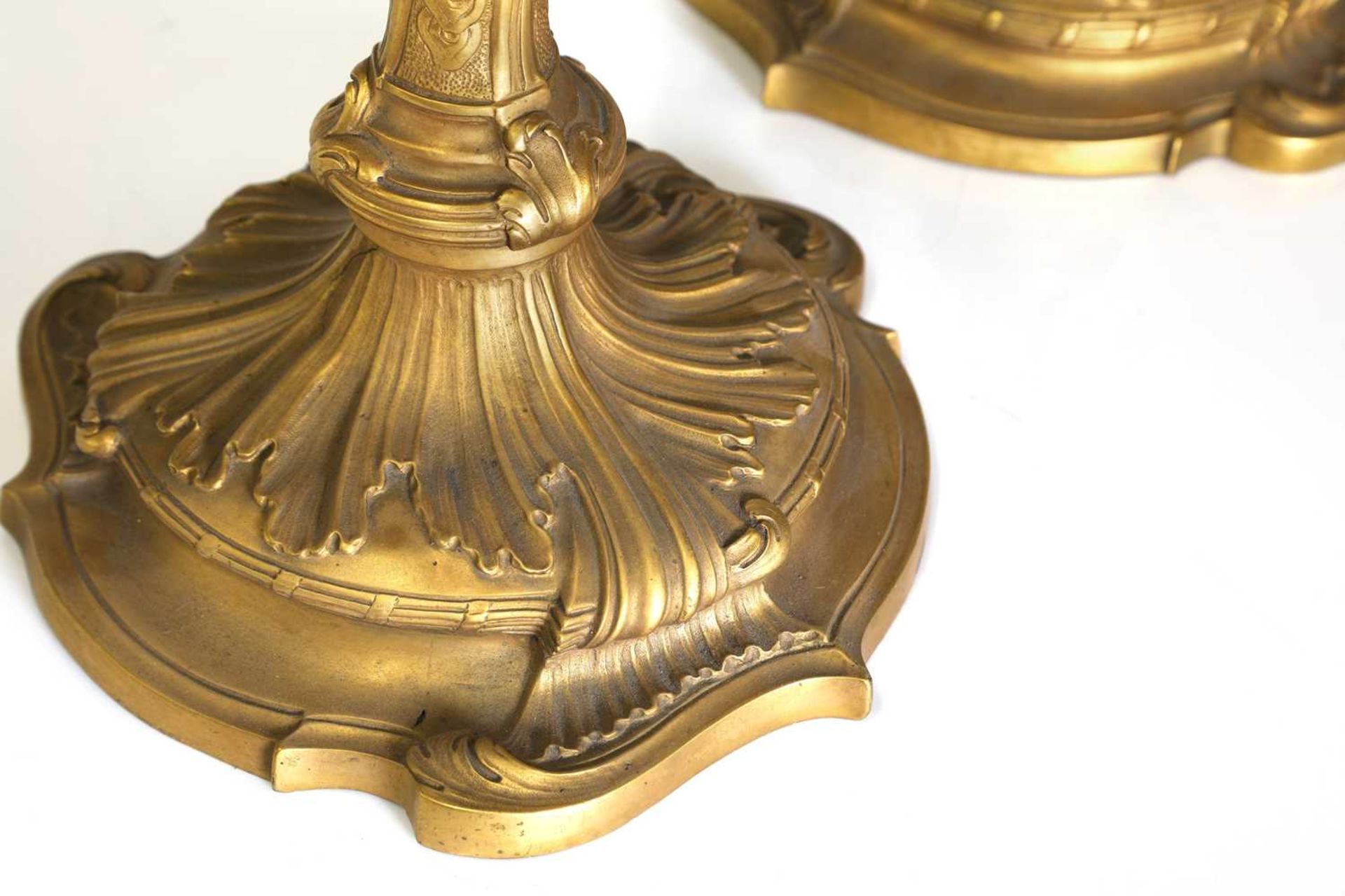 A pair of Louis XV-style ormolu candlesticks, - Image 4 of 7
