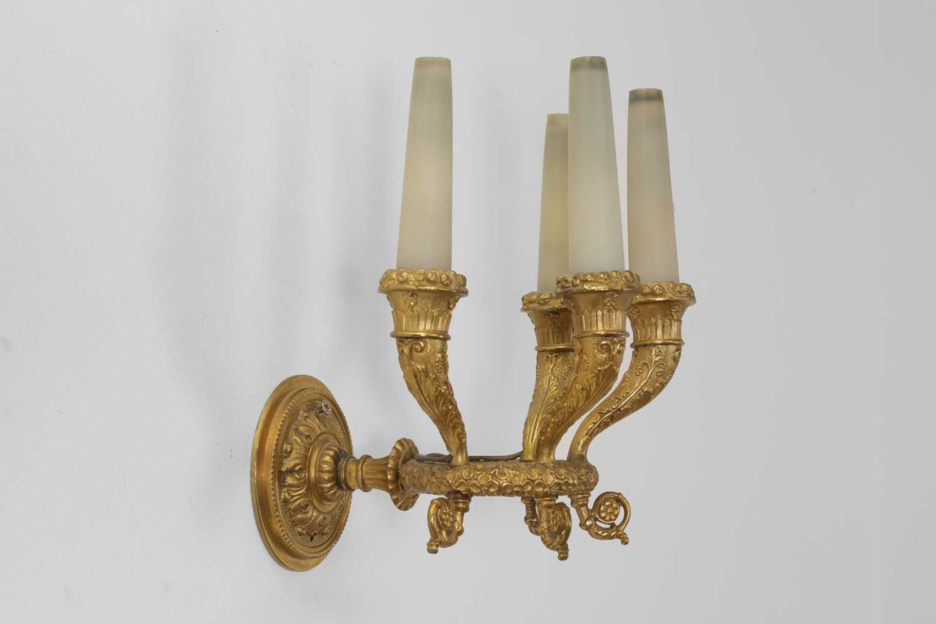 A pair of Directoire ormolu four-light wall appliqués, - Image 9 of 12