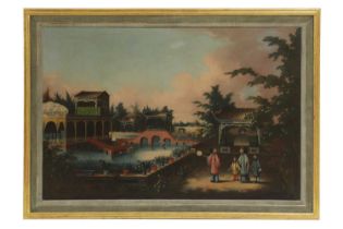 A Chinese Canton export oil painting,