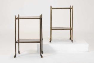 A pair of Regency-style mahogany and brass étagères,