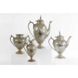 A William IV silver four-piece tea service,