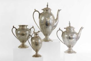 A William IV silver four-piece tea service,