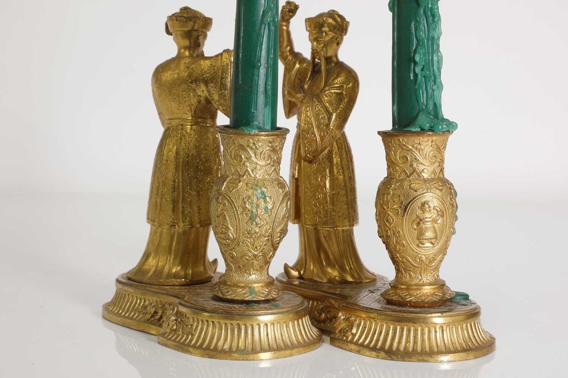 A pair of ormolu chinoiserie candlestands, - Image 6 of 25