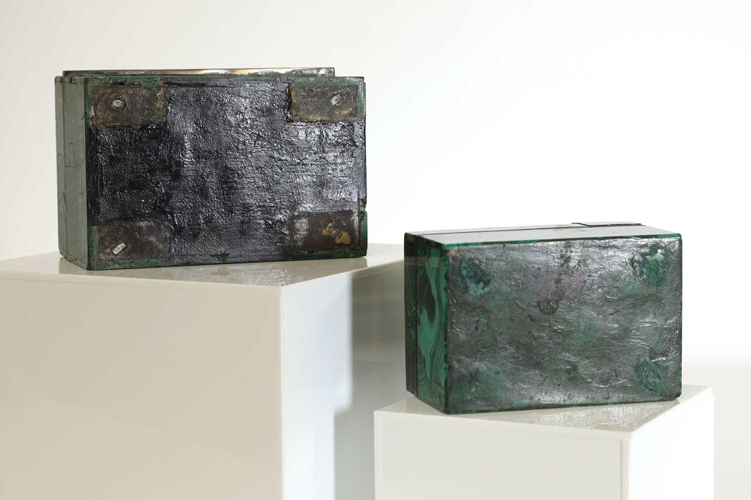 Two malachite veneered jewellery boxes or caskets, - Image 4 of 15