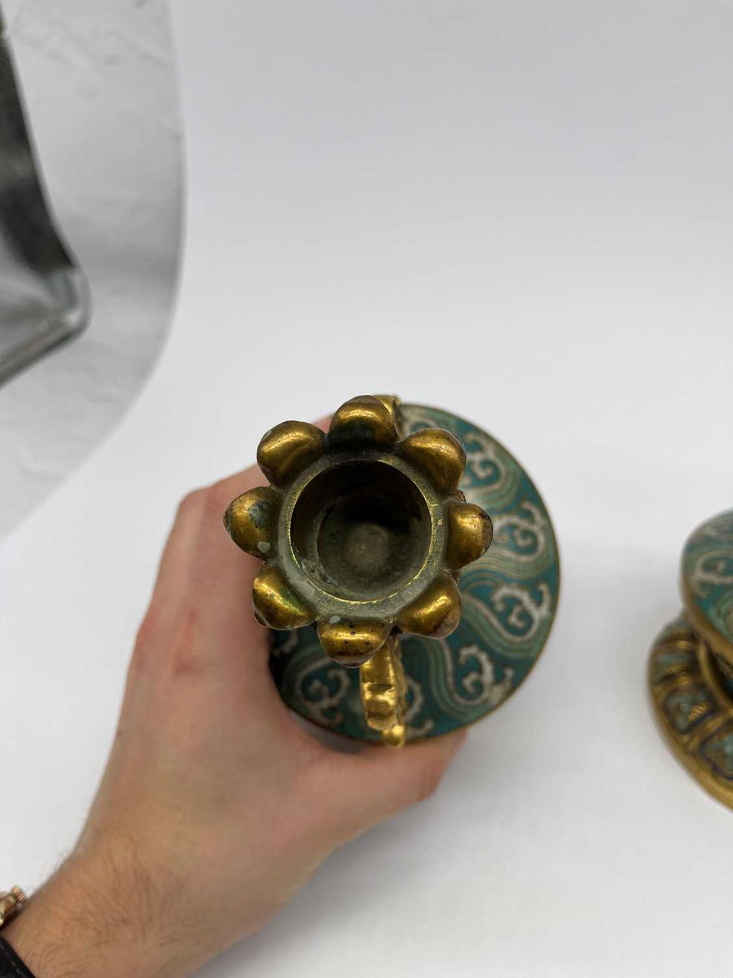 A pair of gilt-metal-mounted cloisonné candlesticks, - Image 23 of 29