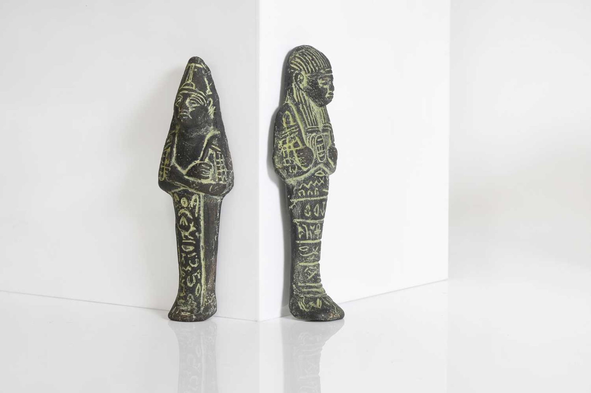 A pair of Egyptian-style clay ushabti figures, - Image 4 of 10