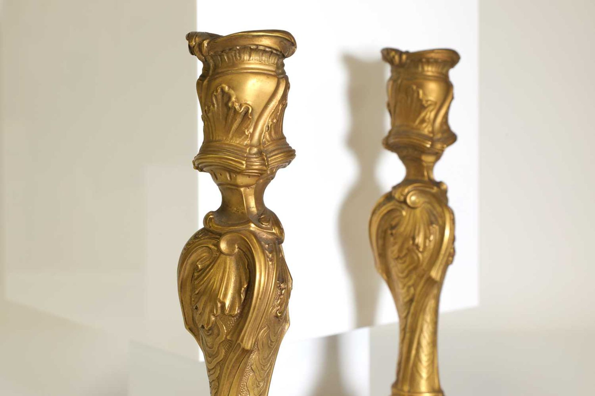 A pair of Louis XV-style ormolu candlesticks, - Image 3 of 7