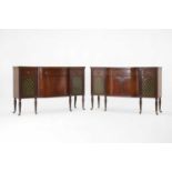 A pair of mahogany and painted cabinets,