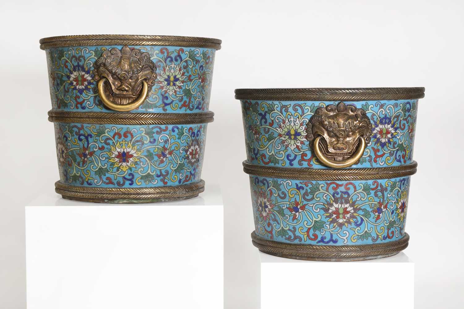 A pair of cloisonné buckets, - Image 7 of 31