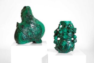 Two Chinese malachite carvings,