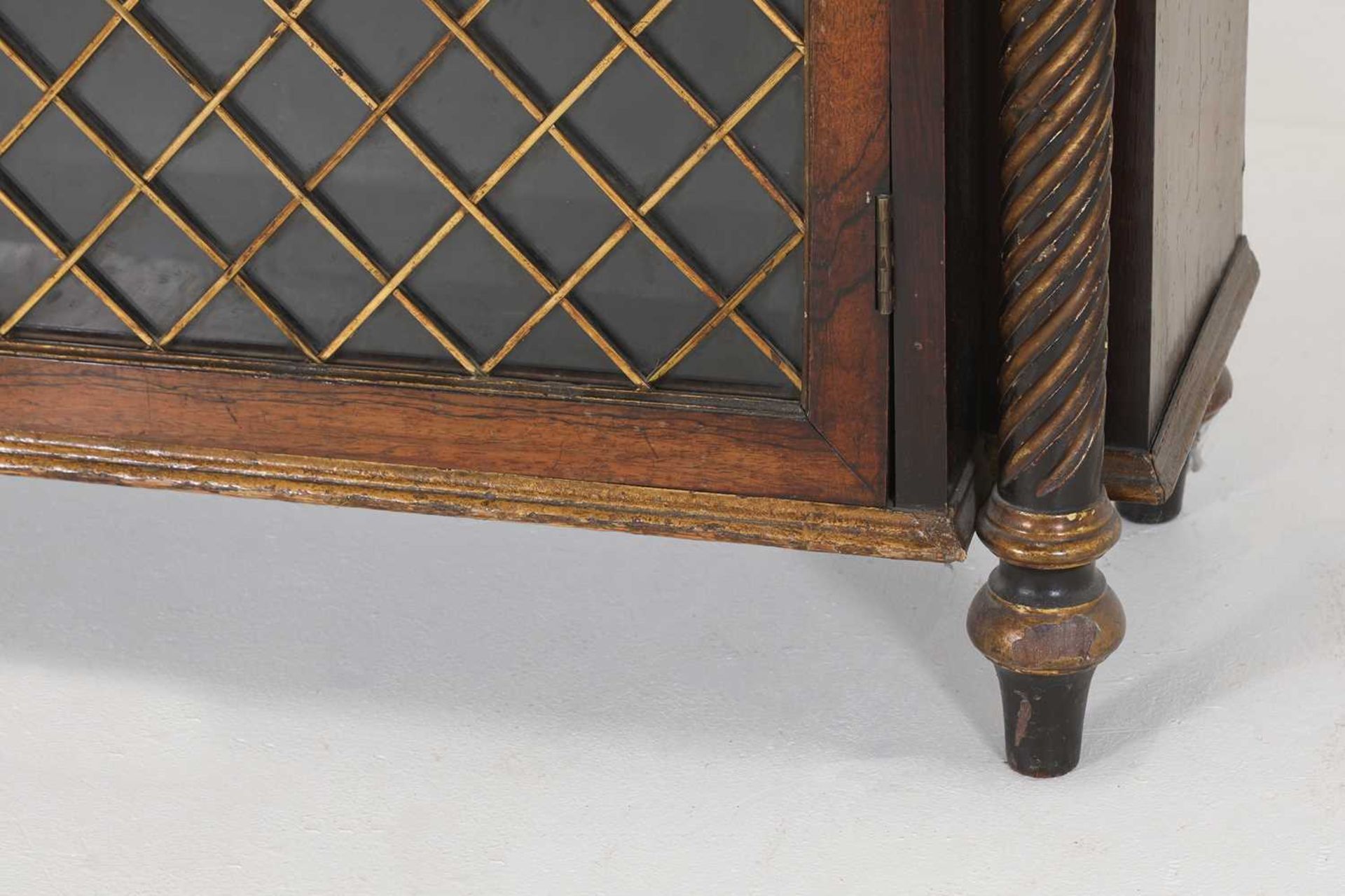 A Regency rosewood, painted and parcel-gilt pier cabinet, - Image 6 of 40