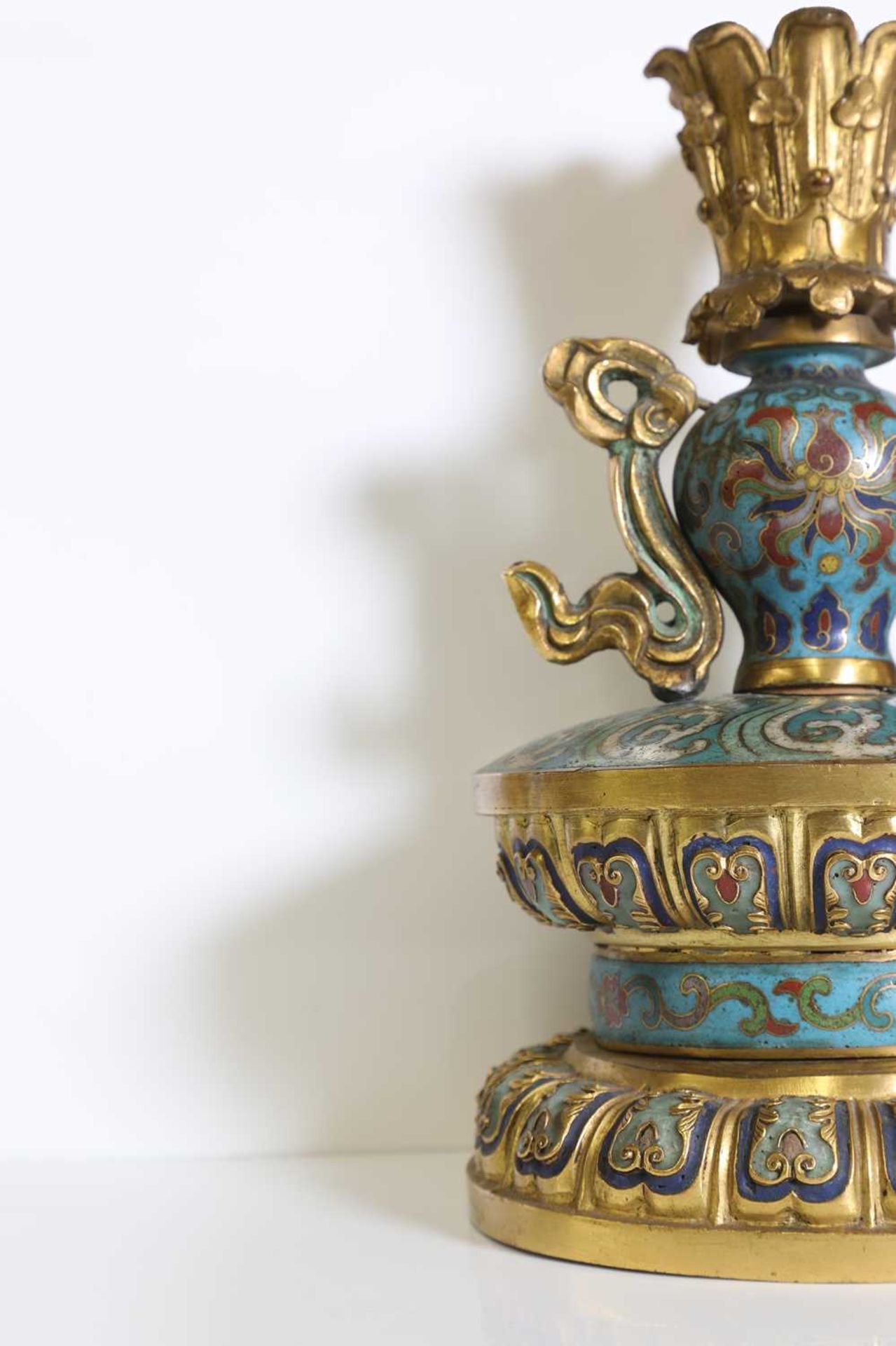 A pair of gilt-metal-mounted cloisonné candlesticks, - Image 9 of 29