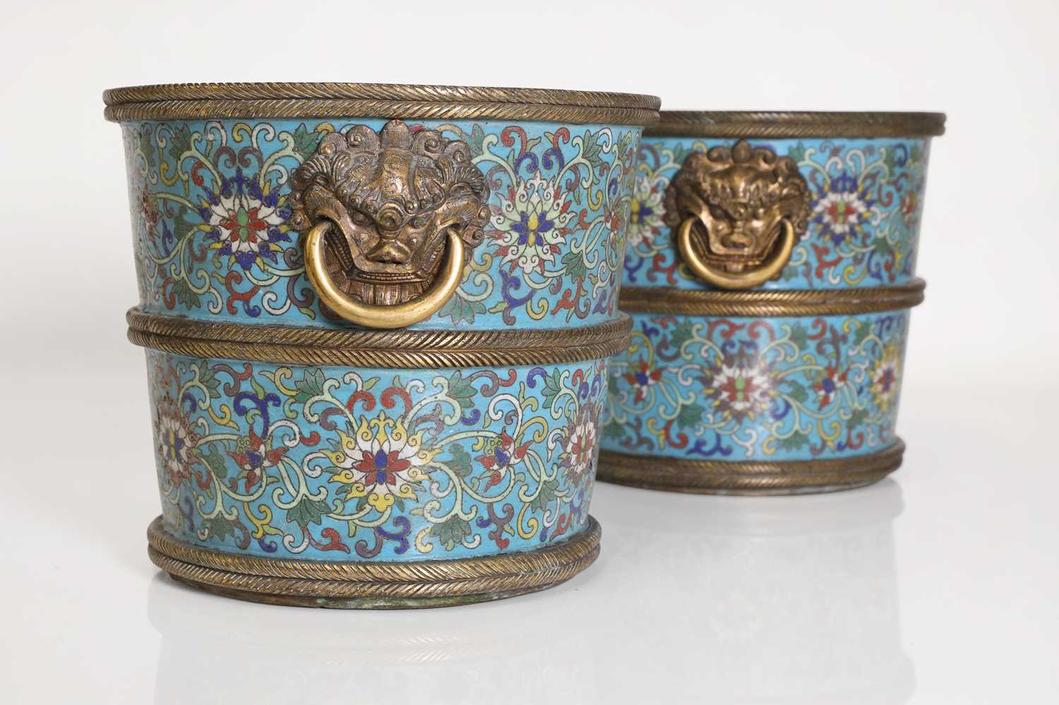 A pair of cloisonné buckets, - Image 8 of 31