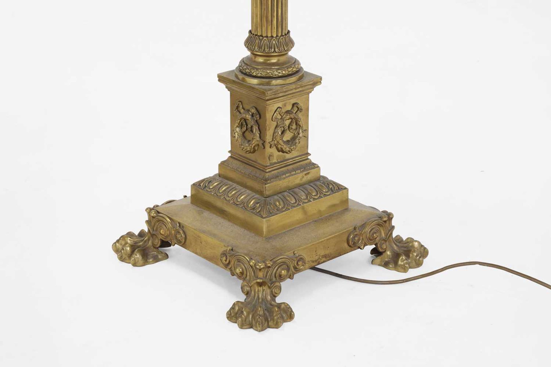 A near pair of telescopic brass column floor lamps, - Image 2 of 24