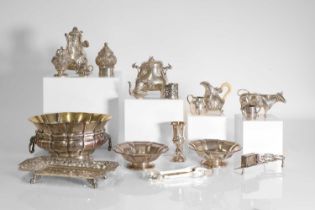 A collection of silver items,