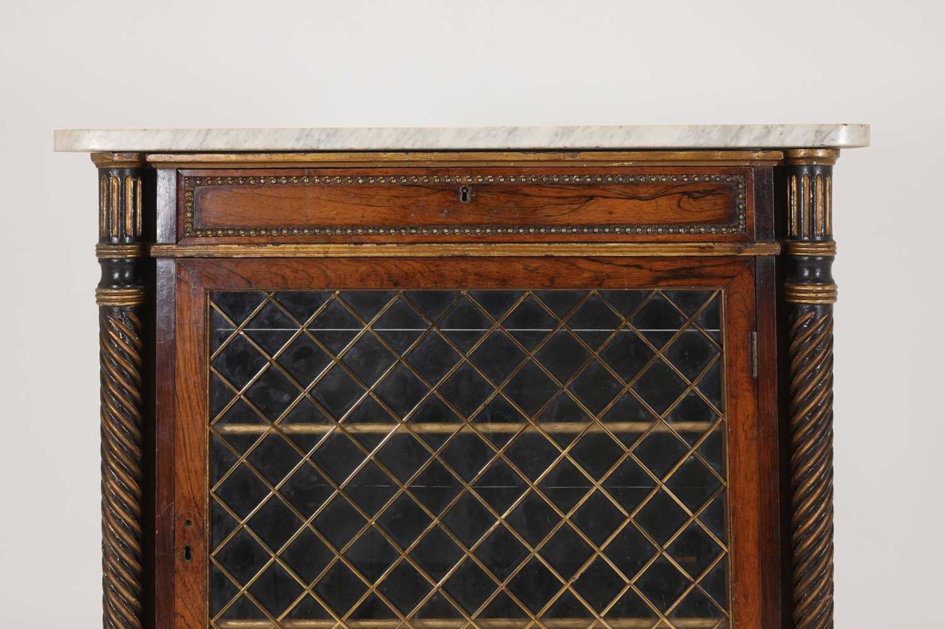 A Regency rosewood, painted and parcel-gilt pier cabinet, - Image 2 of 40