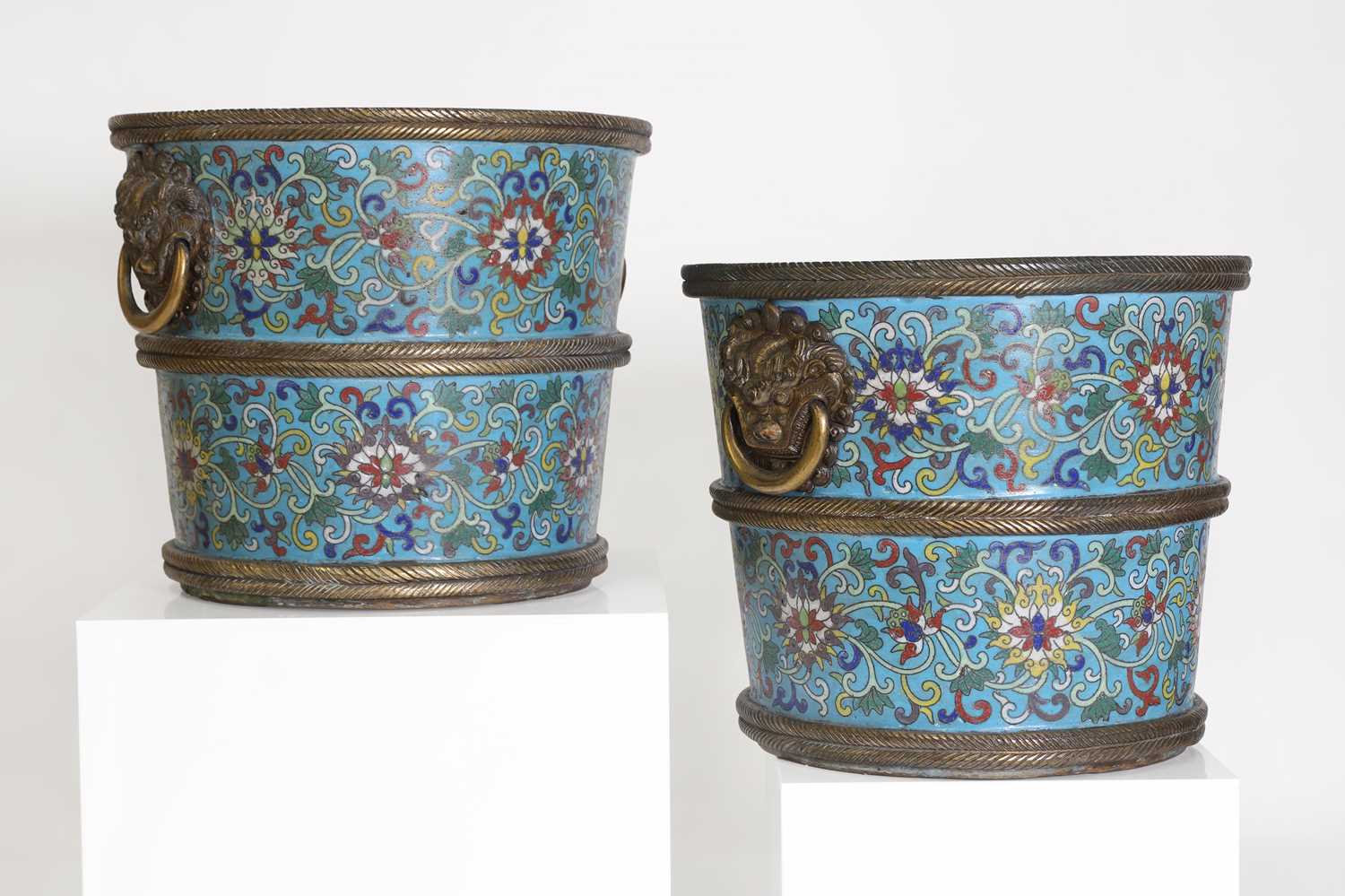 A pair of cloisonné buckets, - Image 3 of 31