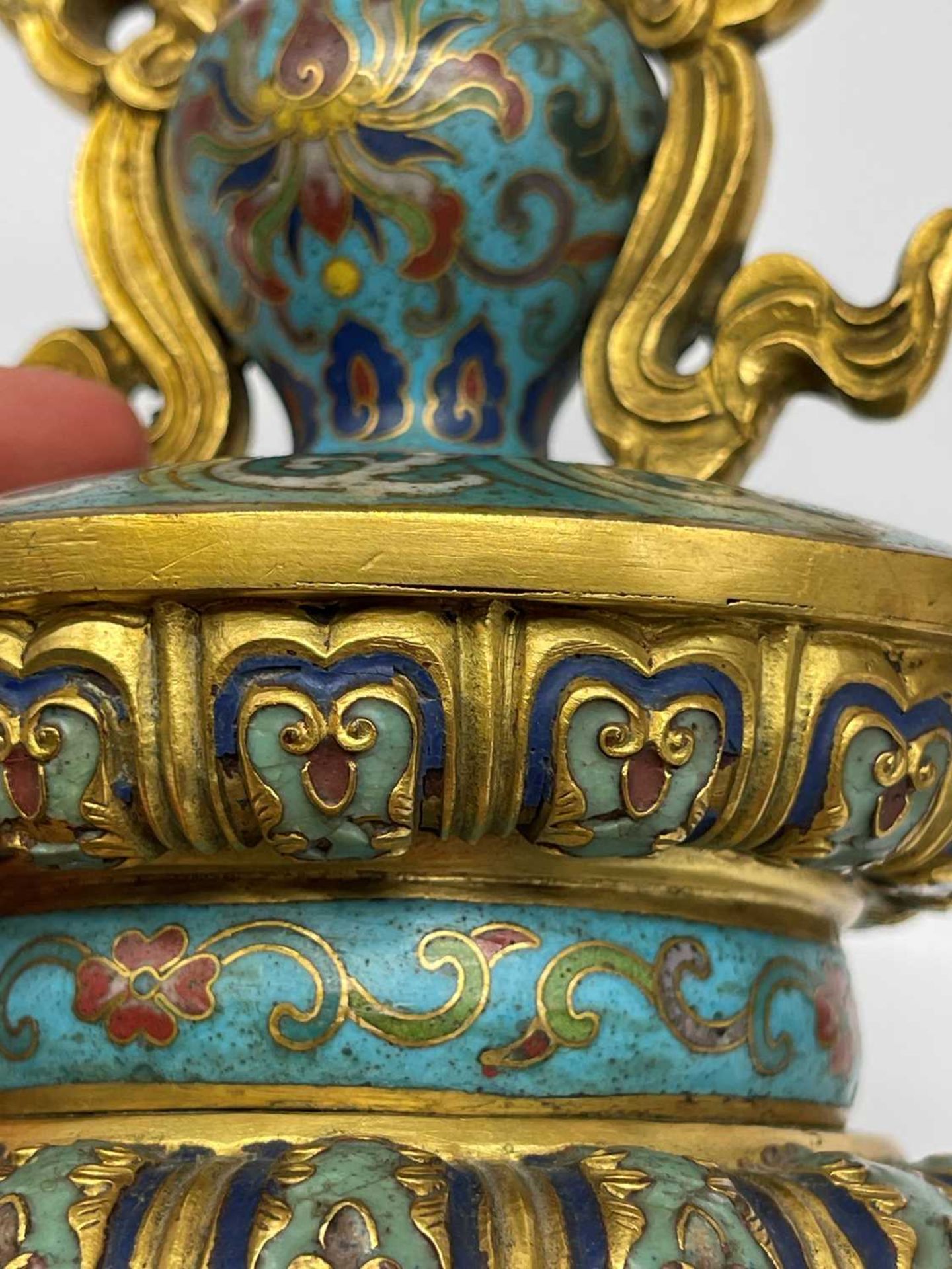 A pair of gilt-metal-mounted cloisonné candlesticks, - Image 15 of 29