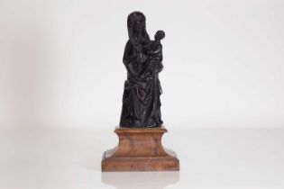 A patinated bronze figure of the standing Madonna,