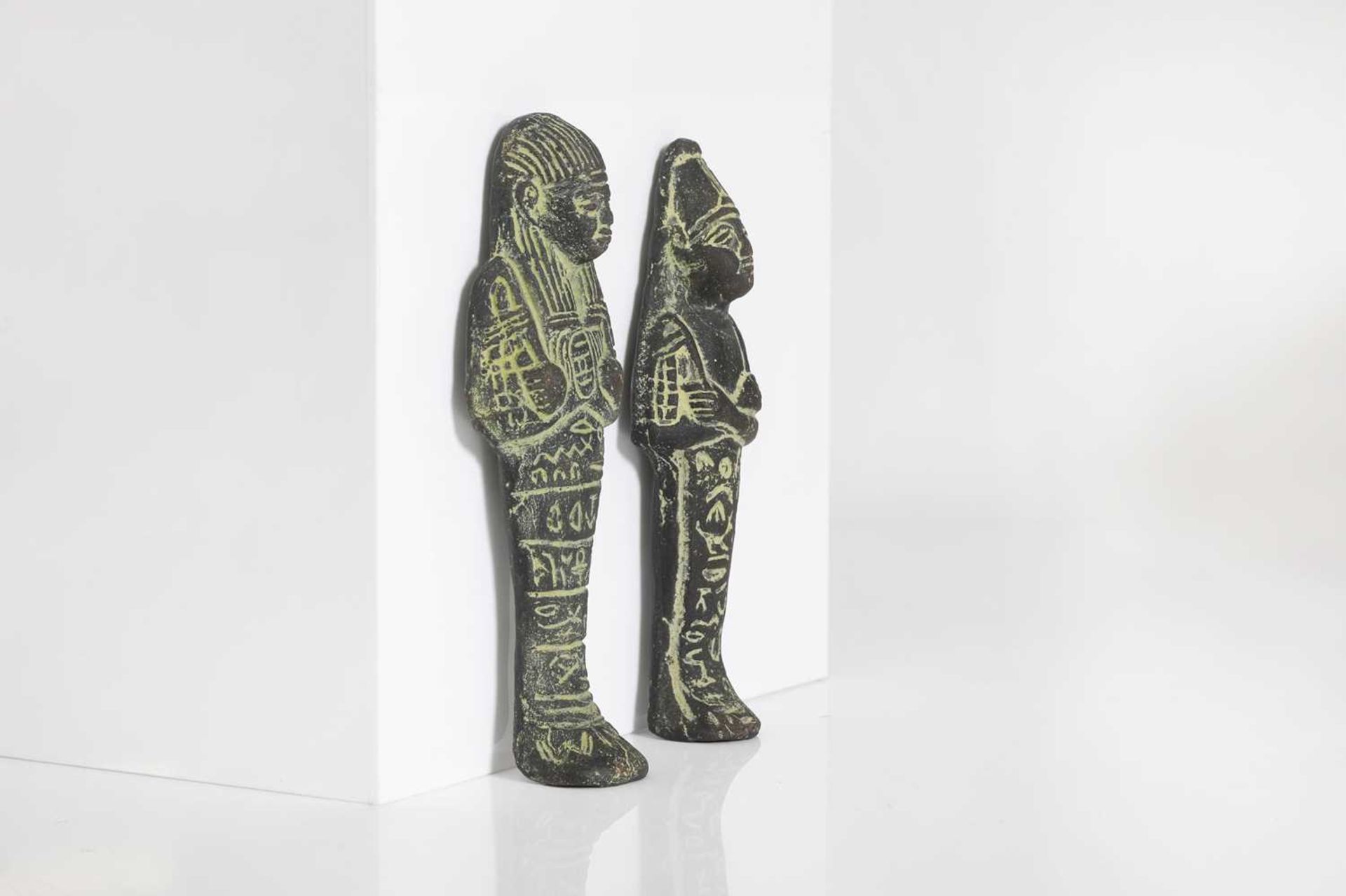A pair of Egyptian-style clay ushabti figures, - Image 3 of 10