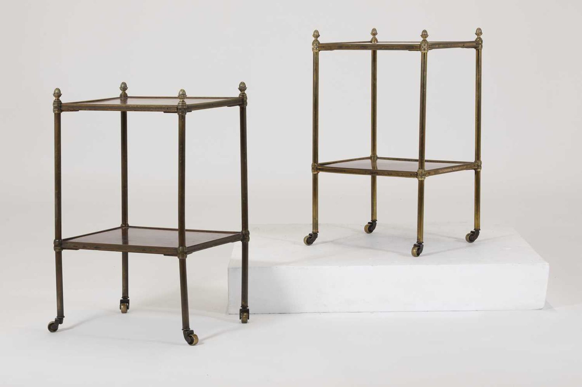 A pair of Regency-style mahogany and brass étagères, - Image 5 of 19