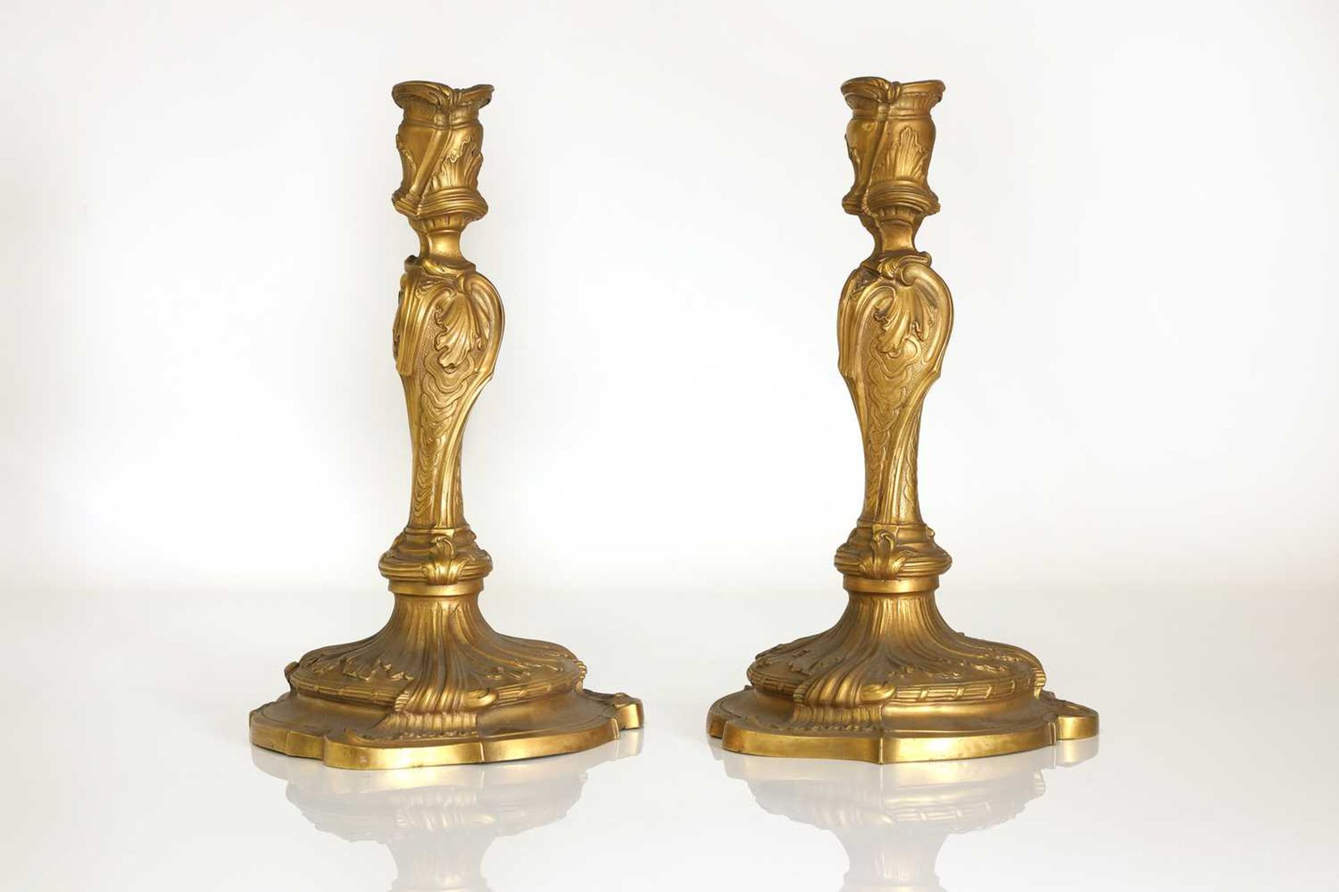 A pair of Louis XV-style ormolu candlesticks, - Image 5 of 7