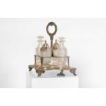 A George IV silver and cut-glass cruet set,