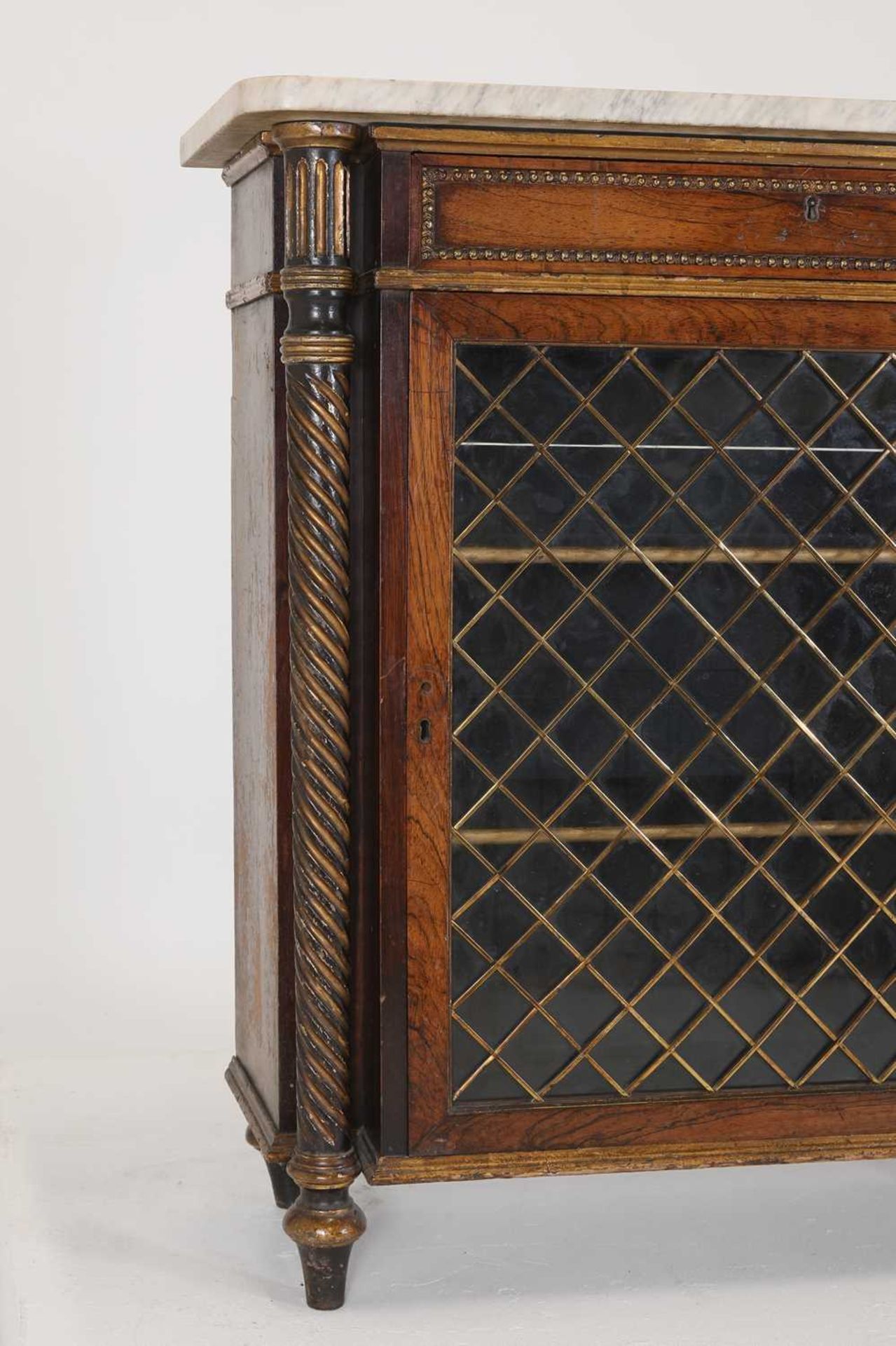 A Regency rosewood, painted and parcel-gilt pier cabinet, - Image 7 of 40