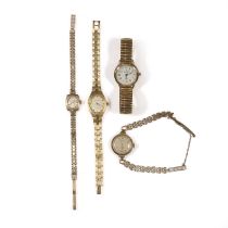 Two ladies' 9ct gold wristwatches and bracelets,